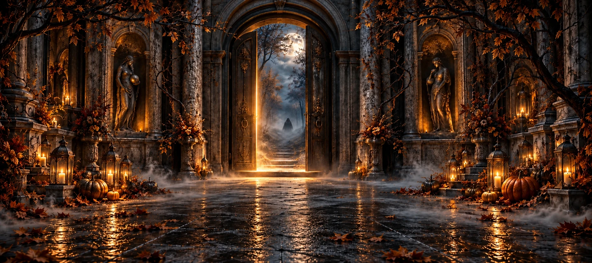 La porte du seuil semble inchangée, mais une silhouette attend derrière elle.
